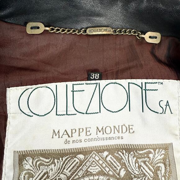 1980's Designer Men's black lamb leather jacket by COLLEZIONESA MAPPE MONDE - Picture 7 of 16